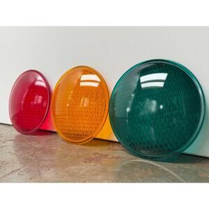 Vintage Eagle Signal Glass Traffic Light Lenses – Red Amber Green – 8.5 Inch